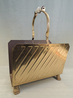 Brass Magazine Rack with Lion Feet & Dreft Handle