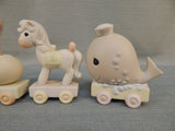 Precious Moments 1980s Animal Train for Ages Baby to 10 years - 11 Pieces