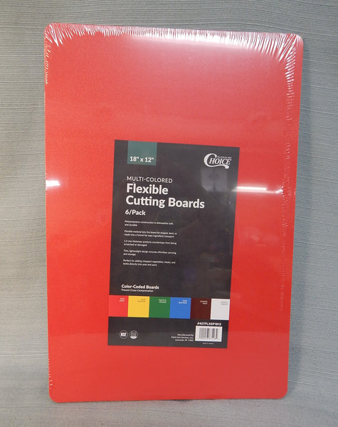 Choice Multi-Colored Flexible 18" x 12" Cutting Boards (6 Pack) - Brand New!