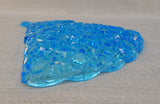 Blue Pressed Glass Fan Dish