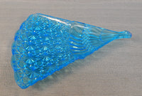 Blue Pressed Glass Fan Dish