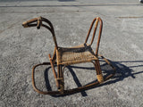 Charming Mid-Century Modern Wicker Rocking Horse