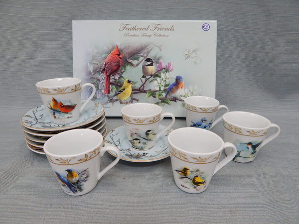 Bradford Exchange Feathered Friends Porcelain Teacup Collection - New in Box!