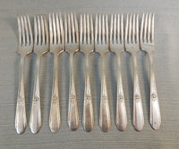 W.M. Rogers Memory Hiawatha IS Silver Plate Dinner Forks - Lot of 9