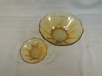Pair of Anchor Hocking "Swedish Modern" Honey Gold Glass Bowls