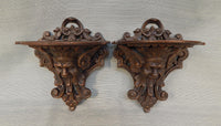 Vintage Cast Iron Gargoyle Wall Brackets/Shelves - Set of 2