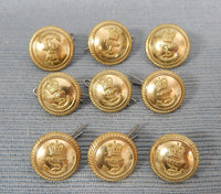 British Royal Navy Uniform Buttons - Lot of 9 (2 sizes)