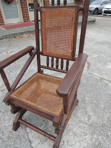 Vintage Wood and Wicker Platform Rocker