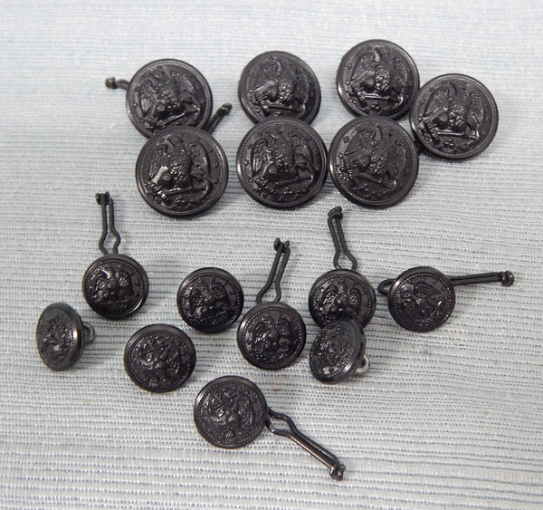 US Navy Eagle & Anchor Black Plastic Uniform Buttons - Lot of 15