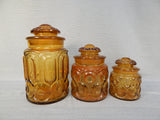 Vintage LE Smith Moon and Stars Amber Canisters - Set of 3