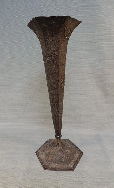 Barbour Repoussé Silver Plate Trumpet Vase