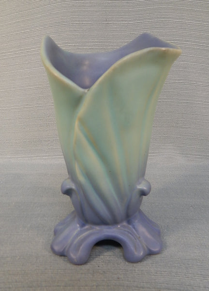 Weller 7" Blue Leaf Vase