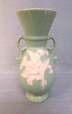 Weller Pottery 9.75" Two-Handled Green Cameo Vase