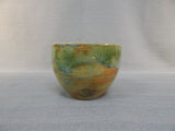 Green and Pastels Glazed Pottery Bowl, Signed by Artist