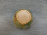 Green and Pastels Glazed Pottery Bowl, Signed by Artist