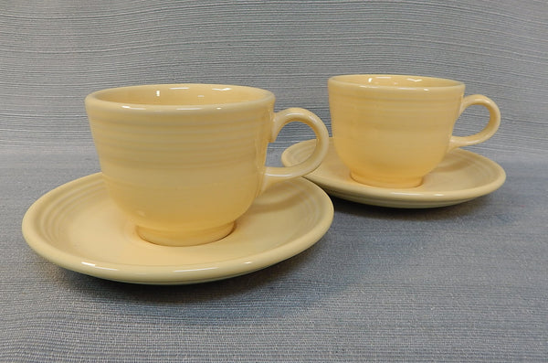 Yellow Fiesta Ring Cup and Saucer Set - Lot of 2