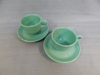 Sea Mist Green Fiesta Ring Cup and Saucer Set - Lot of 2