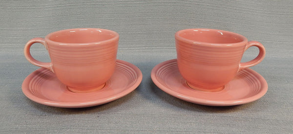 Peony Pink Fiesta Ring Cup and Saucer Set - Lot of 2