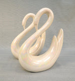 Pair of Pearlescent Ceramic Swans