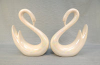 Pair of Pearlescent Ceramic Swans