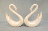 Pair of Pearlescent Ceramic Swans