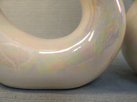 Pair of Pearlescent Ceramic Swans
