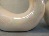 Pair of Pearlescent Ceramic Swans