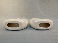 Pair of Pearlescent Ceramic Swans