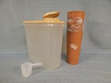 Tupperware Container with Lid and 3 16 oz. Tumblers and 1 oz. Scoop - LIke New!