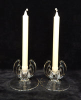 Set of Two Heisey Crystolite Glass Candle Holders