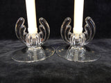 Set of Two Heisey Crystolite Glass Candle Holders