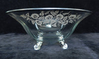 Morning Glories Sterling Silver Overlay Footed 11" Glass Bowl