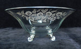 Morning Glories Sterling Silver Overlay Footed 11" Glass Bowl