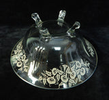 Morning Glories Sterling Silver Overlay Footed 11" Glass Bowl