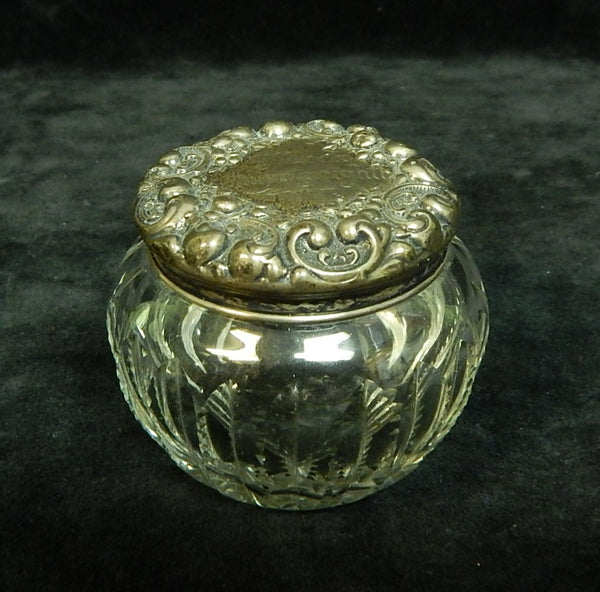 Vintage Cut Crystal Jar with Sterling Lid