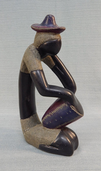Carved Stone Figure - Man Playing Drum