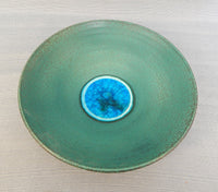 Turquoise Pottery Dish, Signed by Artist