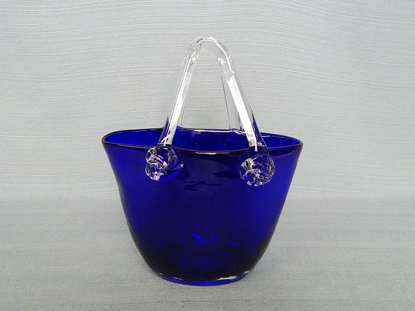 Cobalt Blue Glass "Handbag" Vase