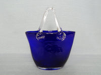 Cobalt Blue Glass "Handbag" Vase