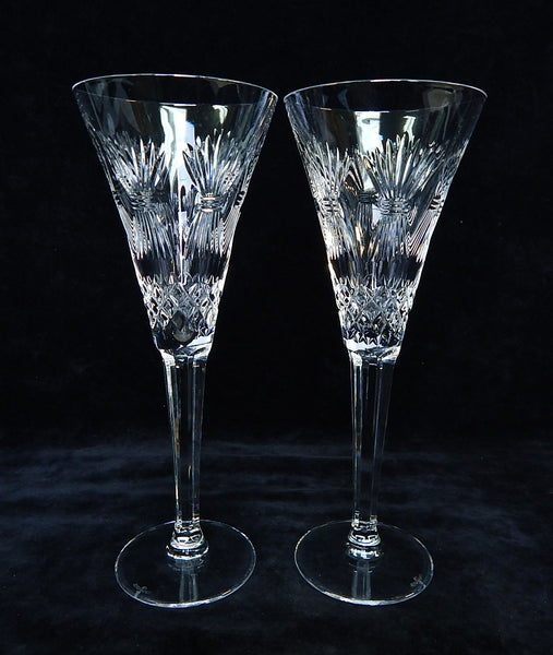 Waterford Millenium Series Wheat Prosperity Fluted Champagne Glasses - Set of 2