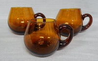 Set of Three Hand Blown Glass Mugs