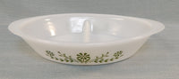 Glasbake Divided Dish - Green Daisy Pattern