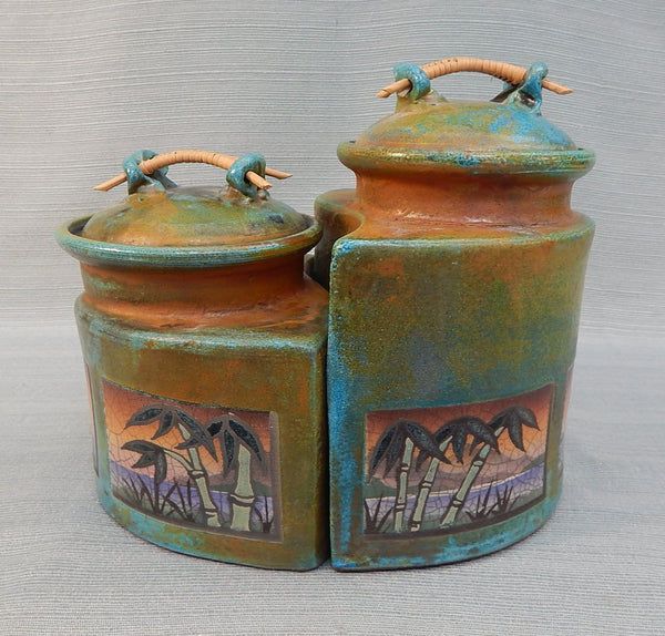 Raku Nesting Canister Set by Ken Jensen