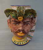 Sicilian Ceramic Moor's Head Planter