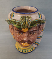 Sicilian Ceramic Moor's Head Planter