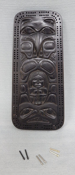 North American Totem Cribbage Board with Pegs