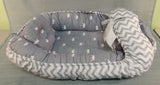 Bitsy-Boo Newborn Bed Nest Baby Lounger - Grey Crowns - Like New