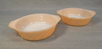 Pair of Vintage Fire King Peach Opalescent Baking Dishes