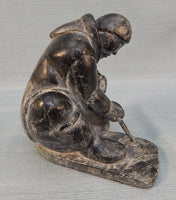 Inuit Soapstone Ice Fisherman 6" Carved Figurine