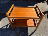 Teak Two Shelf Rolling Cart